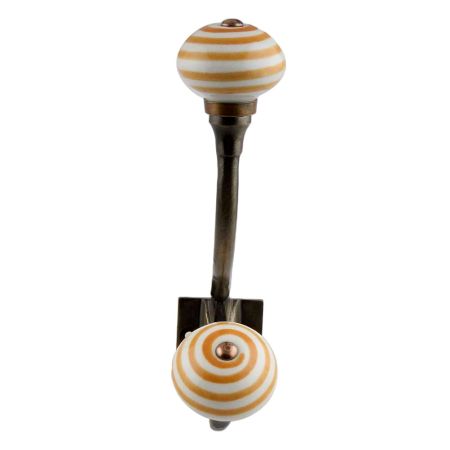 Mustard Striped Ceramic Antique Iron Hook